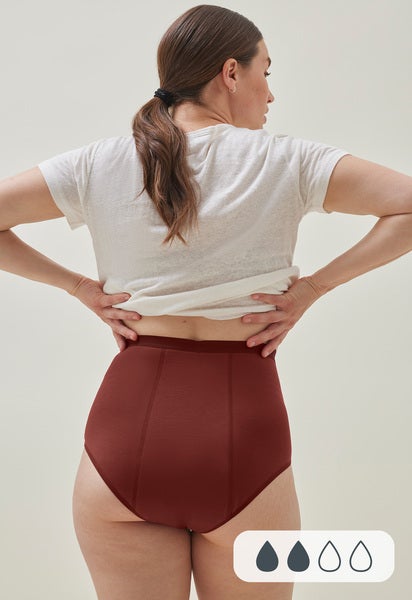 Periodenunterwäsche - High waist - Saugstärke Light - Dunkelrot - XS