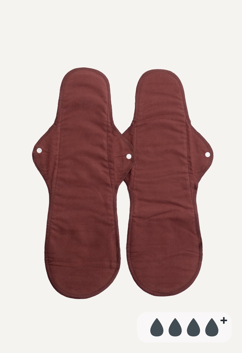 Reusable Sanitary Pads - Night extra long - Dark red