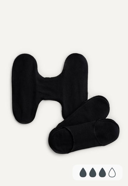 Reusable Sanitary Pads - Snap Free - Black