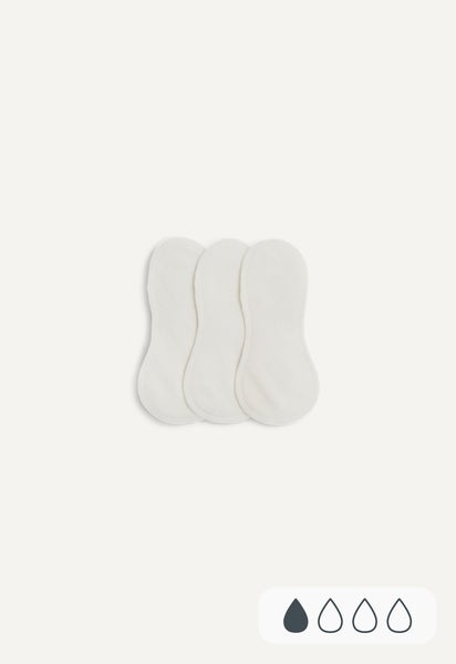 Reusable Panty Liners with fast absorption - White - 3-pack