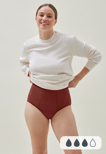 Periodenunterwäsche - High waist - Saugstärke Medium - Dunkelrot - XS